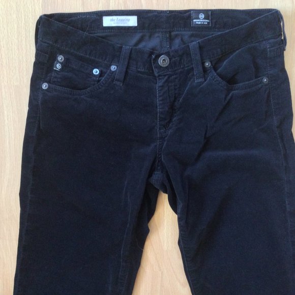 AG Adriano Goldschmied Super Skinny Legging pants  Black 27 R Velvet Corduroy - Picture 3 of 14